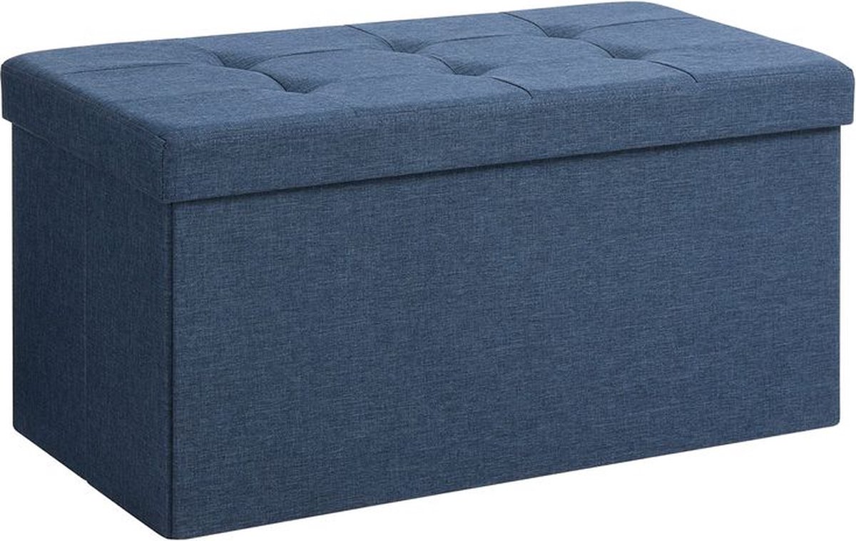 Rootz Living Rootz Bank Met Opbergruimte Zitkist Opbergbank Poef Met Opbergruimte Opbergmeubels In De Hal Ingang Slaapkamer Imitatielinnen MDF Marineblauw 76 x 38 x 38 cm (B x D x H)