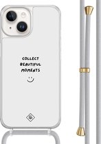 Casimoda® hoesje met grijs koord - Geschikt voor iPhone 14 - Collect Moments - Afneembaar koord - TPU/acryl - Grijs