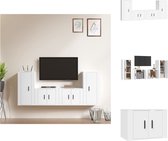 vidaXL TV-meubelset - Klassiek design - Wandgemonteerd - Hoge kwaliteit - Wit - 4 stuks (57x34.5x40cm - 40x34.5x80cm) - Kast