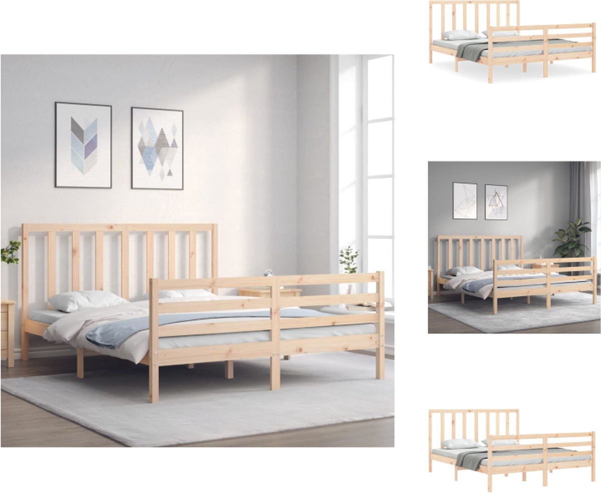 VidaXL Massief grenenhouten bedframe 205.5 x 165.5 x 100 cm Multiplex lattenbodem Bed