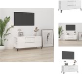 Tv-meubel 80x36x50 cm bewerkt hout hoogglans wit
