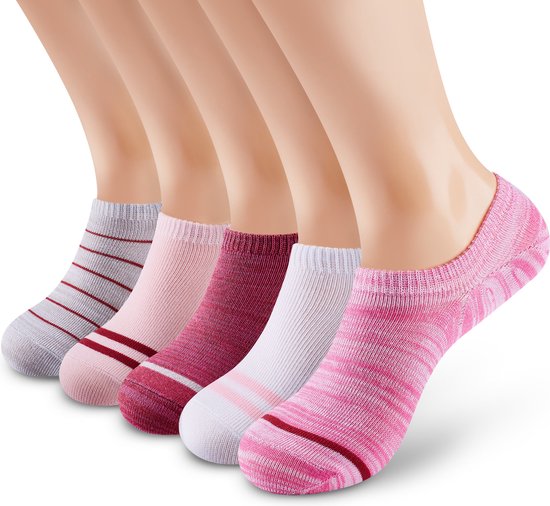 Vrolijke sokken onzichtbaar - Roze - 5 pack - Monfoot