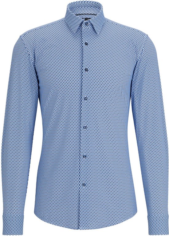 BOSS - Hank Overhemd Print Blauw - Heren - Slim-fit