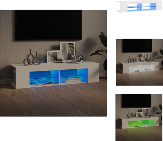 vidaXL tv-meubel New York - TV-meubels - 135 x 39 x 30 cm - wit - RGB LED-verlichting - Kast