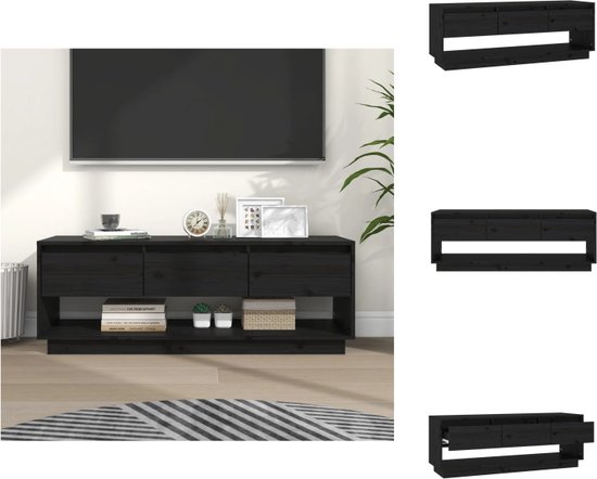 vidaXL Zwevend TV-meubel - Zwart - 110.5 x 34 x 40 cm - Massief grenenhout - Kast