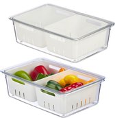Relaxdays koelkast organizer - set van 2 - koelkast bakjes - fruit bakjes - voorraadkast
