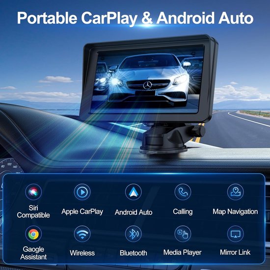 7 pouces Autoradio Multimédia Lecteur Vidéo Sans Fil Carplay Auto