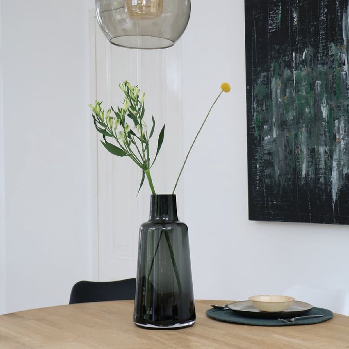 VAAS - JANA GREY - MONDGEBLAZEN GLAS - FLES MODEL - DIK GLAS - Ø19 x H40 cm