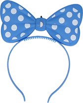 Blauwe strik diadeem met verlichting - Verkleed/carnavalaccessoires - Minnie Mouse strik op haarband