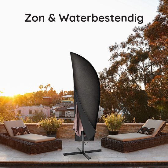 Volcan Parasolhoes voor Zweefparasol - Waterdicht - Met Rits en Stok - Oxford 420D - Tot 400cm - Zwart