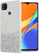 Cadorabo Hoesje voor Xiaomi RedMi 9C / RedMi 10A in Transparant met Glitter - Beschermhoes van flexibel TPU silicone met fonkelende glitters Case Cover Etui