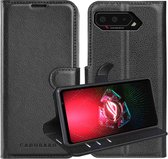 Cadorabo Hoesje geschikt voor Asus ROG Phone 5 in PHANTOM ZWART - Beschermhoes met magnetische sluiting, standfunctie en kaartvakje Book Case Cover Etui