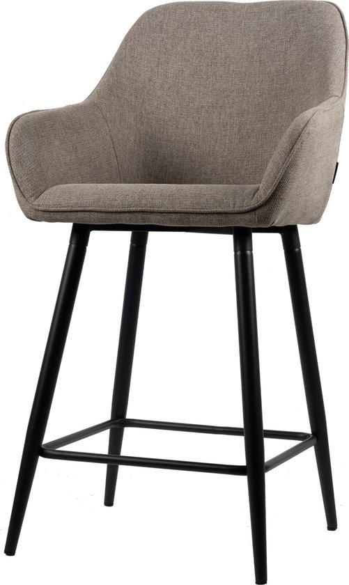 Usuals - Tabouret de bar Dora - Tissu - Pieds en acier - Chaise de bar - Beige