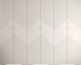 Opbergkast Kledingkast met 6 draaideuren Garderobekast slaapkamerkast Kledingstang met planken | Gouden Handgrepen, elegante kledingkast, glamoureuze stijl (LxHxP): 300x237x47 cm - GEMINI 2 (Wit, 300 cm)