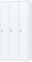 Metalen lockerkast Wit - 3 deurs 3 delig - met slot - 180x88,5x50 cm - voordeel lijn - PLP-104