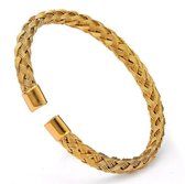 Kabel Armband van Gewoven Staal - Goud kleurig - Armband Mannen - Armband Heren - Armband Dames - Valentijnsdag voor Mannen - Valentijn Cadeautje voor