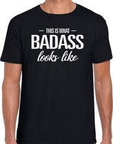 This is what  Badass looks like fun tekst t-shirt zwart heren S