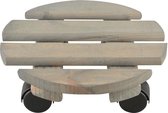 1x Plantenonderzetter/multiroller vurenhout 23 cm - 100 kg - Woonaccessoires/decoratie houten planken/trolley voor kamerplanten