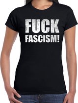 Fuck fascism protest t-shirt zwart voor dames M