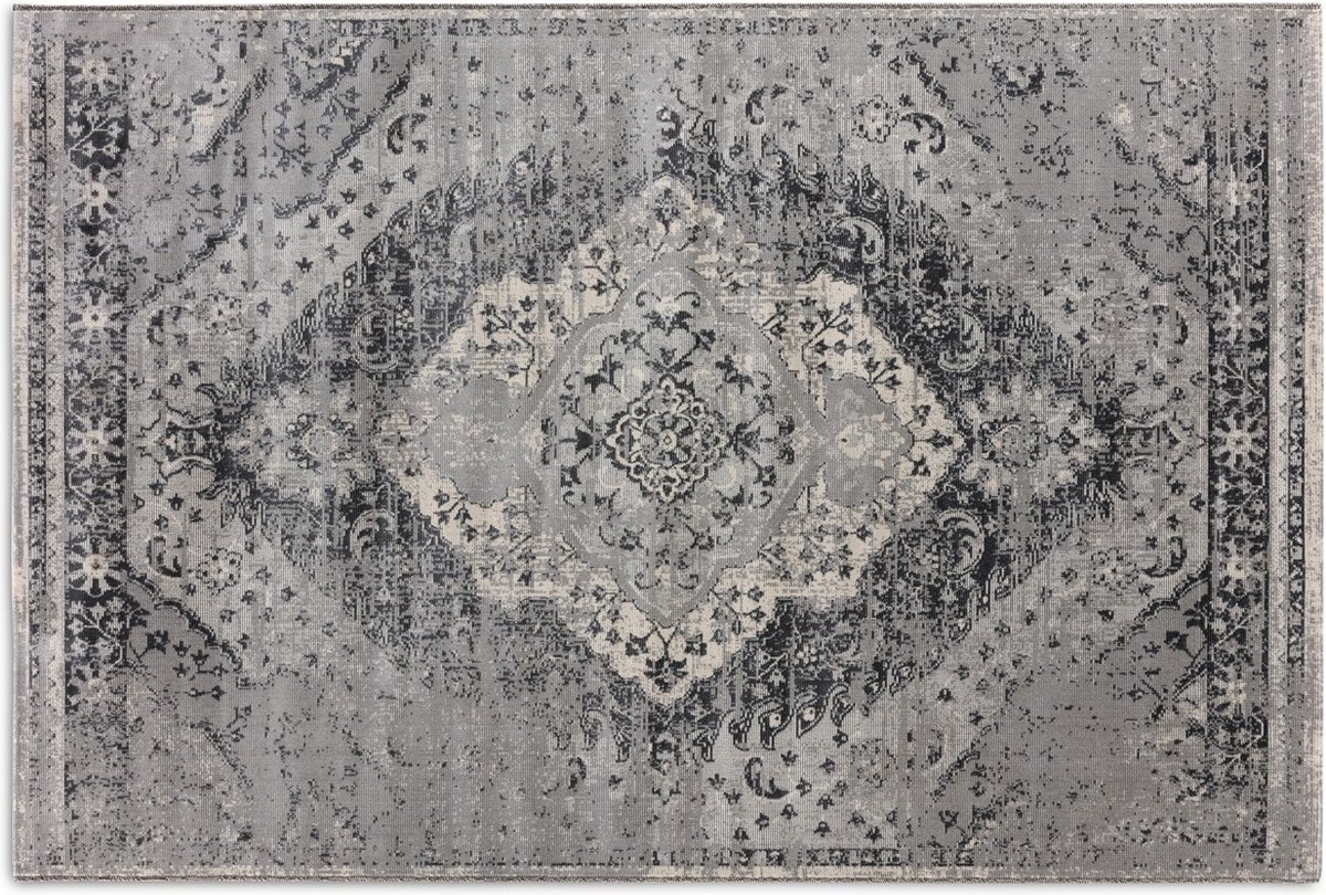 Lifa Living - Vloerkleed - Vintage - Grijs/Crème - Poolhoogte: 5 mm - Oosters - 160 x 230 cm
