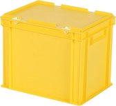 Stapelbak met deksel - Opbergbox - 400x300xH335mm - geel