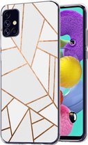 iMoshion Hoesje Geschikt voor Samsung Galaxy A51 Hoesje Siliconen - iMoshion Design hoesje - Wit / Meerkleurig / Goud / White Graphic