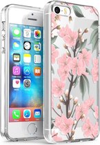 iMoshion Design voor de iPhone 5 / 5s / SE hoesje - Bloem - Roze / Groen