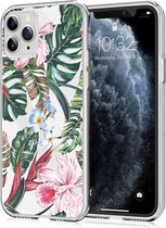 iMoshion Hoesje Geschikt voor iPhone 11 Pro Hoesje Siliconen - iMoshion Design hoesje - Groen / Roze / Tropical Jungle