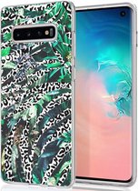 iMoshion Design voor de Samsung Galaxy S10 hoesje - Jungle - Wit / Zwart Groen