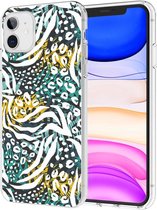 iMoshion Design voor de iPhone 11 hoesje - Jungle - Wit / Zwart / Groen
