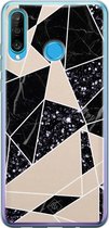 Huawei P30 Lite hoesje siliconen - Abstract painted | Huawei P30 Lite case | zwart | TPU backcover transparant