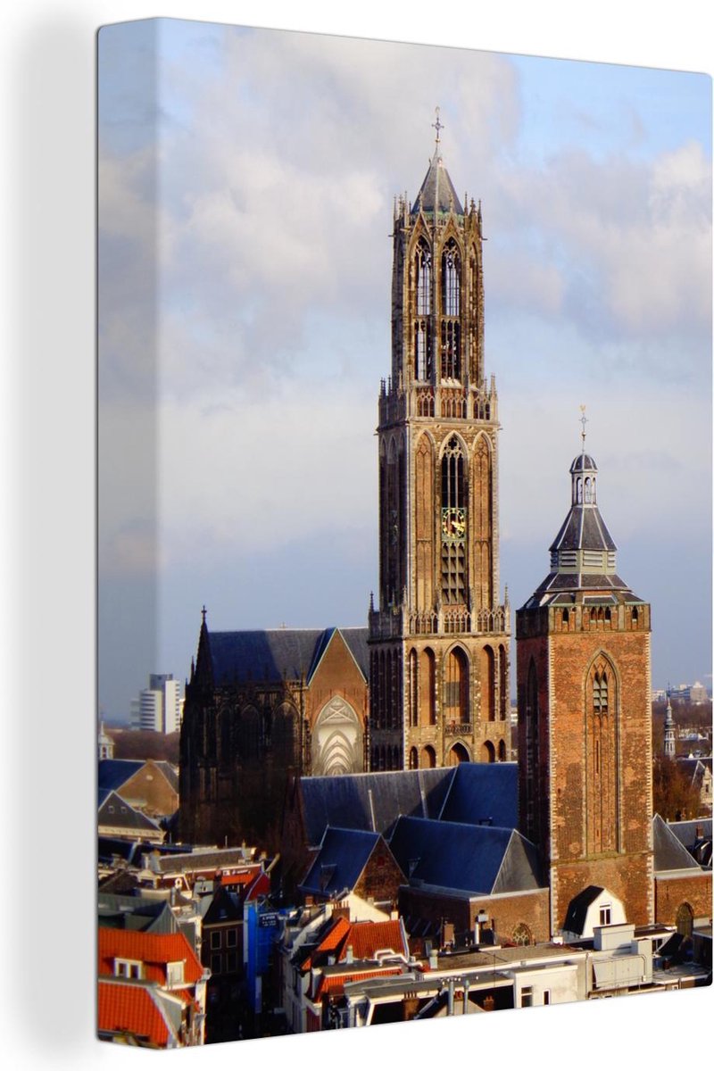 Canvas Schilderij Dom van Utrecht Wolkenlucht achter de Dom in utrecht Canvas