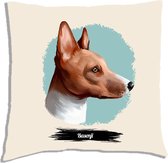 Sierkussen - Basenji - Wit - 45 Cm X 45 Cm