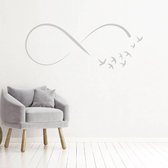 Muursticker Infinity Met Vogels -  Lichtgrijs -  160 x 64 cm  -  woonkamer  slaapkamer  alle - Muursticker4Sale