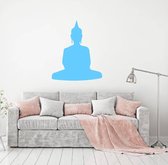 Muursticker Buddha - Lichtblauw - 60 x 50 cm - woonkamer slaapkamer toilet