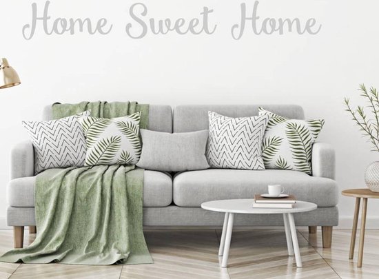 Muursticker Home Sweet Home - Lichtgrijs - 120 x 15 cm - woonkamer engelse teksten