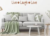 Muursticker Live Laugh Love Met Bloem -  Bruin -  120 x 22 cm  -  woonkamer  slaapkamer  engelse teksten  alle - Muursticker4Sale