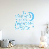 Muursticker I Love You To The Moon And Back -  Lichtblauw -  80 x 80 cm  -  baby en kinderkamer  alle - Muursticker4Sale