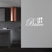 Muursticker Bistro (Met Bestek) - Wit - 120 x 60 cm - keuken engelse teksten