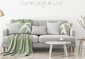Muursticker Live Laugh Love Met Bloem - Lichtgrijs - 80 x 15 cm - woonkamer slaapkamer engelse teksten