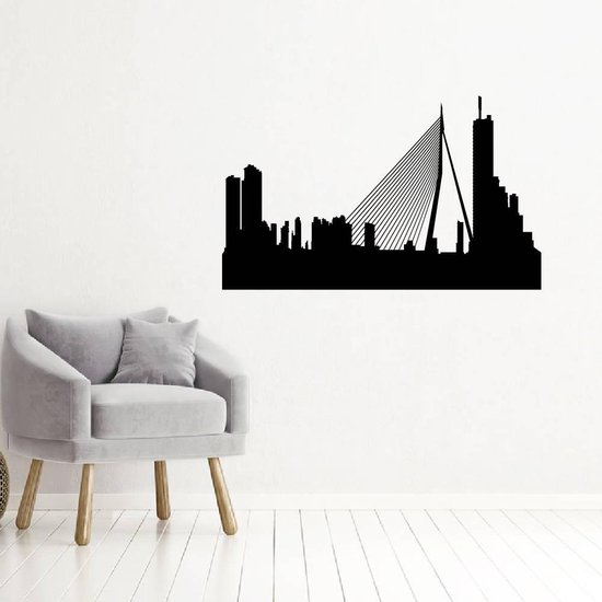 Muursticker Rotterdam - Rood - 160 x 98 cm - woonkamer steden alle