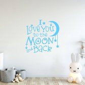 Muursticker I Love You To The Moon And Back - Lichtblauw - 40 x 40 cm - baby en kinderkamer