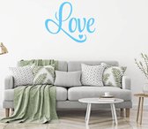 Muursticker Love Met Hartje -  Lichtblauw -  100 x 83 cm  -  woonkamer  slaapkamer  engelse teksten  alle - Muursticker4Sale