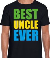 Best uncle ever / Beste oom ooit fun t-shirt met gekleurde letters - zwart -  heren - Fun  /  Verjaardag cadeau / kado t-shirt / geboorte kado M