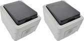 Set van Set van 3x stuks buiten wandstopcontacten/stekkerdozen IP44 spatwaterdicht grijs - Met randaarde en klep - Grijze spatwaterdichte wandstopcontacten - buiten wand stopcontact