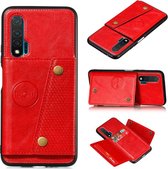 Voor Huawei Nova 6 PU + TPU schokbestendige magnetische beschermhoes met kaartsleuven (rood)