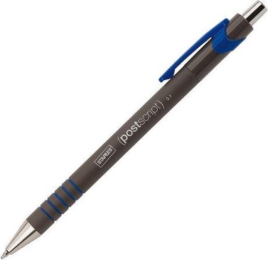 Staples Postscript Balpen, Fijne Punt, 0,7 mm, Blauw (pak 12 stuks ...