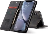 CASEME Retro Wallet Hoesje voor iPhone XR - Zwart