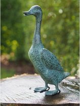 Tuinbeeld - bronzen beeld - eend met lange nek - Bronzartes - 35 cm hoog