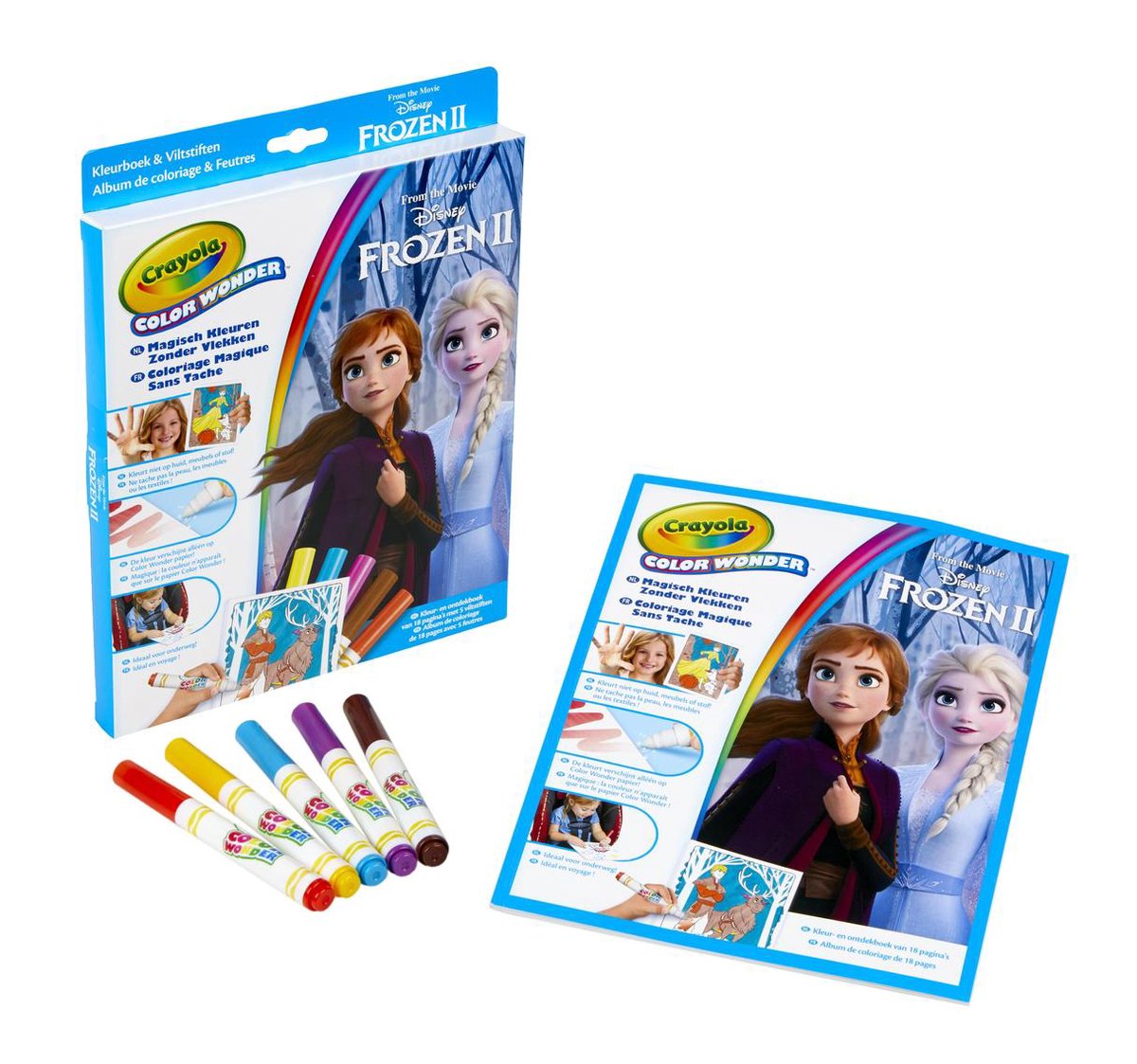 Crayola Color Wonder Frozen 2 - Kleurboek met 5 knoeivrije viltstiften - Crayola